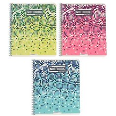 Тетрадь 80 листов в клетку на гребне "Тетрис", обложка мелованный картон, двойной выборочный УФ-лак, блок офсет, микс Полиграф Принт