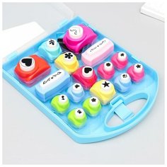 Набор фигурных дыроколов в сундучке 16 шт 26,5х20,5х4,5 см Noname