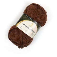 Пряжа Камтекс Меринго объемная, меринос, шерсть, акрил, лайкра, 4х150 г, 90 м, цвет 121 коричневый