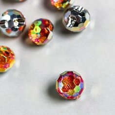 Арт Узор Пуговицы пластик для творчества 1 прокол "Шарик голография. Оранж" набор 12 шт d=1,2 см