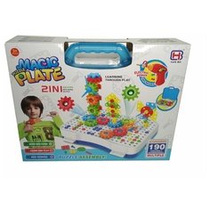 Конструктор мозаика Magic Plate Puzzle с двумя шуруповертами, 190 деталей Creative Portable Box,