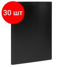 Комплект 30 шт, Папка с боковым металлическим прижимом STAFF, черная, до 100 листов, 0.5 мм, 229233