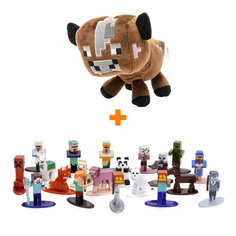 Набор мягкая игрушка Minecraft Baby Mooshroom + набор фигурок Minecraft Jazwares