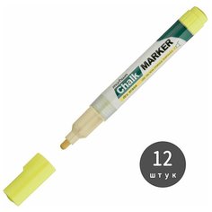 Маркер меловой MunHwa "Chalk Marker" желтый, 3 мм, спиртовая основа (12 штук)