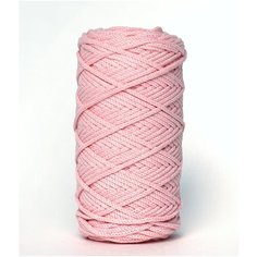 Шнур хлопковый эльнить - 5 мм, 100 м, 80% хлопок, 20% полиэфир , без сердечника /шнур для вязания, рукоделия, макраме/"розовый"