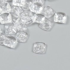 Арт Узор Пуговицы пластик для творчества 2 прокола "Ромб. Кристалл" прозрачная набор 40 шт 1х1 см