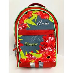 Рюкзак Luris "Цветы красные", эргономическая спинка, 39x24x19 см, для девочки, арт. 796.0013
