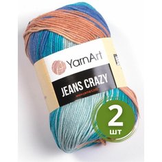 Пряжа YarnArt Jeans Crazy (Джинс Крейзи) - 2 мотка 8207 Персиково-голубой принт, 55% хлопок, 45% полиакрил, 50 г 160 м