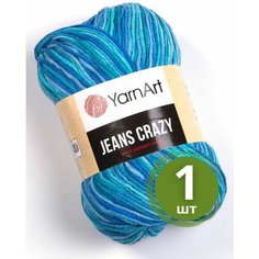 Пряжа YarnArt Jeans Crazy (Джинс Крейзи) - 1 моток 8212 Голубой / василёк / бирюза 55% хлопок, 45% полиакрил, 50 г 160 м