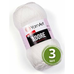 Пряжа YarnArt Adore (Адоре) - 3 мотка 357 молочный, 100% акрил антипиллинг, 100 г 280 м