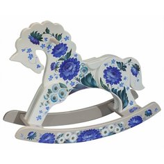 Жостовская фабрика декоративной росписи Лошадка-качалка декоративная с ручной росписью Жостово