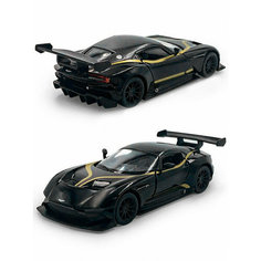 Металлическая машинка Kinsmart 1:38 «Aston Martin Vulcan с принтом» инерционная, чёрная KT5407DF-2