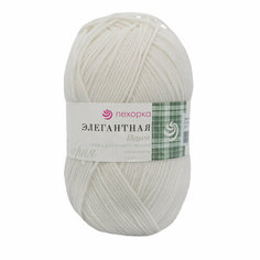 Пряжа для вязания Пехорка Элегантная, 100г, 250м (100%мериносовая шерсть) (01-Белый), 10 мотков