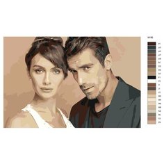 Картина по номерам W-95 "Турецкий сериал - черно-белая любовь. Ферxат Аслан - Ибрагим Челиккол и Аслы Чынар - Бирдже Акалай" 70x110 Brushes Paints