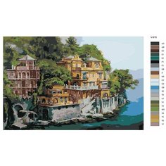 Картина по номерам V-915 "Италия. Портофино - дом на берегу моря", 80x120 см Brushes Paints