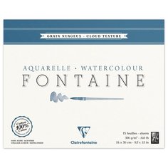 Альбом для акварели 240x300мм, 15л Clairefontaine "Fontaine Grain Nuageux" (300 г/кв. м, холод. пресс, облачная текстура) (96421C)