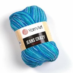 Пряжа YARNART Jeans Crazy (YarnArt), голуб-василёк-бирюза - 8212, 55% хлопок, 45% полиакрил, 5 мотков, 50 г, 160 м.