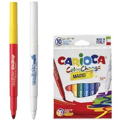 Фломастеры Carioca "Color Change", 10 шт, 9 цветов + 1 изменяющий цвет, утолщенный наконечник, смываемые (42737)