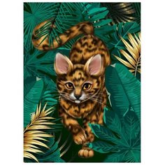 Алмазная мозаика с полным заполнением 20х30 «Кот», холст Школа талантов