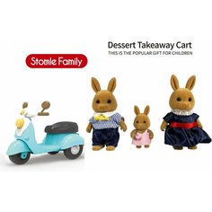 Семья кроликов, друзья котят, куклы - питомцы Santomle families (комплект в кукольный дом и мебель, транспорт для кукол - мотоцикл) FIX Quality