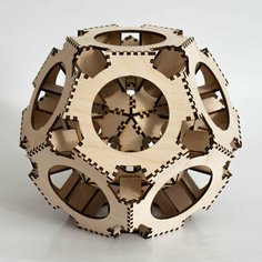 Деревянный конструктор-головоломка ДекорКоми - Шар многогранник 20см (3D пазлы) Decorkomi