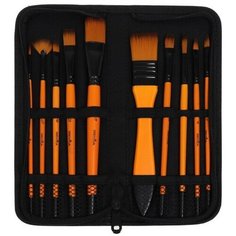 Набор кистей синтетика 10 штук, в пенале на молнии Noname