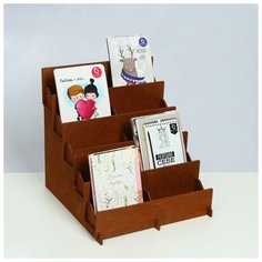 Подставка под открытки 10 ячеек по 10,8 см, 235*230*250, толщина 4мм, цвет коричневый Без бренда