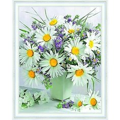 Алмазная мозаика на подрамнике 40*50 "Букет крупных ромашек" Нет бренда