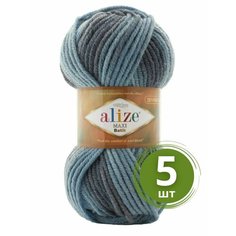 Пряжа для вязания Alize Superlana Maxi Batik (Суперлана Макси Батик) - 5 мотков 7785 голубой-джинс, секционная пряжа, 25% шерсть, 75% акрил, 100м/100г