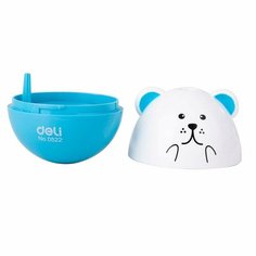 Точилка ручная пластиковая Deli (1 отверстие, с контейнером) разные цвета, 12шт.