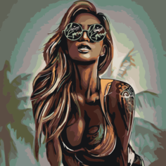 Картина по номерам Девушка и пальмы на стену Палитра забав