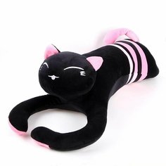Мягкая игрушка-подушка Кот , 70 см, цвет чёрно-розовый Denco Store