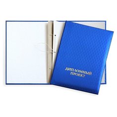 Папка адресная "Дипломный проект" (А4, полипропилен, 3 отв, шнур) синяя, 1шт. Noname