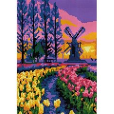 Алмазная мозаика, 21 × 30 см, полное заполнение «Долина тюльпанов» Lori
