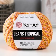 Пряжа "Jeans Tropical" 55% хлопок, 45% полиакрил 160м/50гр (617 желтый-апельсин) Yarn Art