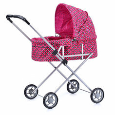 Коляска для кукол 9308, металлическая, складная, прогулочная с капюшоном, цвет малиновый Melobo / Melogo