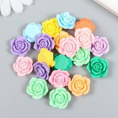 Декор для творчества пластик "Разноцветные розочки" набор 20 шт 1,8х1,8х1,8 см 9359024 Арт Узор