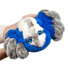 Мягкая игрушка паук из натурального меха кролика рекс Спайди серо-синий Holich Toys
