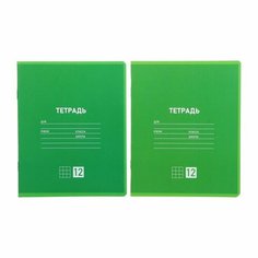Комплект тетрадей из 10 штук, тетрадь 12 листов в клетку, однотонная "Классическая" обложка мелованная бумага, ВД-лак, блок № 2 (серые листы), зеленая ТероПром