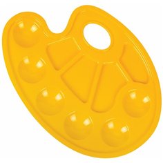 Палитра для рисования юнландия желтая, овальная, 6 ячеек для красок и 4 для смешивания, европодвес, 227807 Комплект : 25 шт.