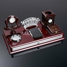 Набор настольный 6в1 (часы, визитница, калькулятор, подставка для печати, бумаги, ручек) Нет бренда