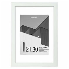 Рамка 21х30 см с паспарту 15х21 см небьющаяся, багет 20 мм пластик, BRAUBERG "New Age", белая, 391276