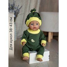 Одежда для куклы Беби Бон (Baby Born) 43см , Rich Line Home Decor, ИП-Х-777-1_Зеленый-желтый-птенчик-с-шапкой