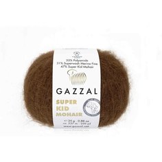 Пряжа Gazzal Super Kid Mohair коричневый (64400), 31%меринос/47%супер кид мохер/22%полиамид, 237м, 25г, 3шт