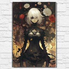 Картина по номерам на холсте игра Nier Automata (Аниме, PS, PC, XBOX, SWITCH) - 12602 В 60x40 Бруталити