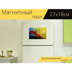 Магнитный пазл "Женщина, ангел, лондон" на холодильник 27 x 18 см. Lots Prints