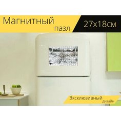 Магнитный пазл "Зима, зимний пейзаж, трава" на холодильник 27 x 18 см. Lots Prints