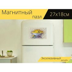 Магнитный пазл "Одуванчик, здоровье, салат" на холодильник 27 x 18 см. Lots Prints