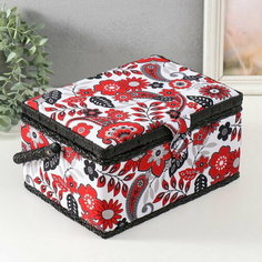 Шкатулка для рукоделия "Народный цветочный узор" 19х26х14.5 см Сима ленд