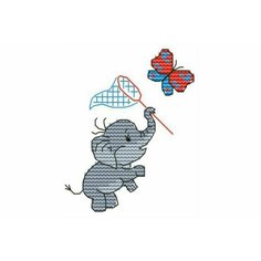 Набор для вышивания крестом Искусница Слоник и бабочка, 9*10см
